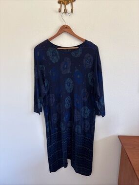 Gudrun Sjoden Floral Linen Blend Dress size Medium Lagenlook